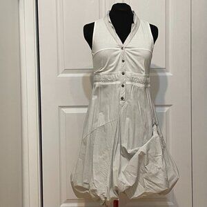 Dzhavael Couture, french design, white bubble hem sleeveless dress. Size L